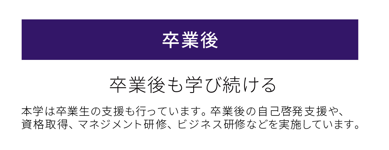 卒業後：卒業後も学び続ける