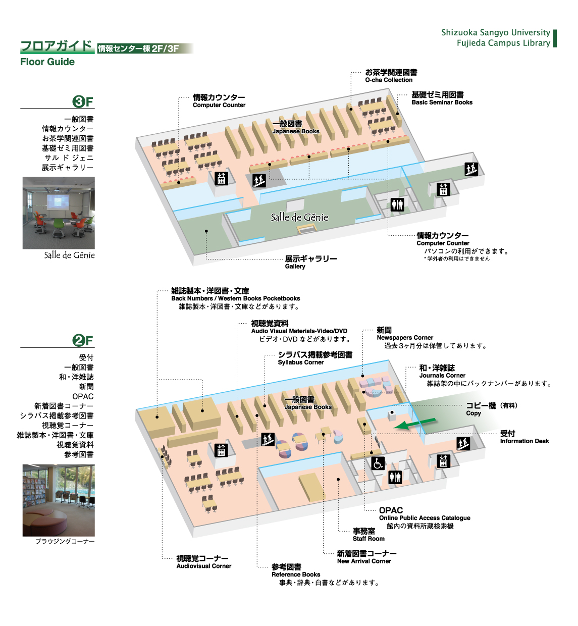 静岡産業大学 藤枝図書館・美術館フロアガイド